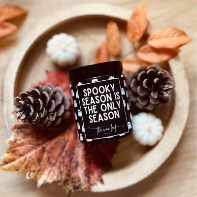 The Range Spooky Season Is The Only Season Wooden Wick Candle - Black / Autumn Leaves