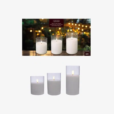 The Range Set Of 3 LED Candles With Timer - White