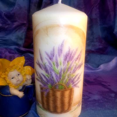 The Range Pillar Candle Lavender - White