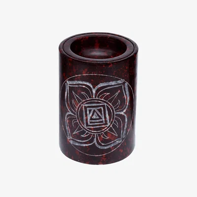 The Range Deep Red Soapstone Carved Chakra Oil Burner - Red
