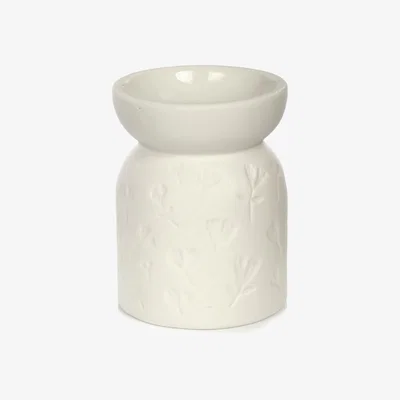 The Range Embossed Buttercup Ceramic Oil and Wax Burner - White