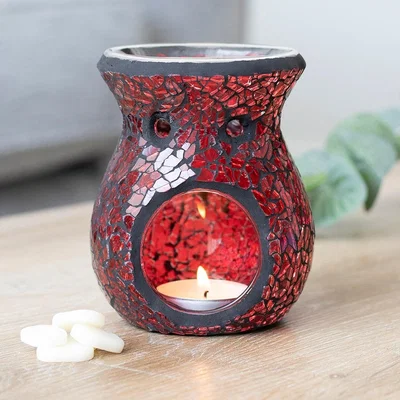 The Range Small Crackle Glass Oil Burner - Red