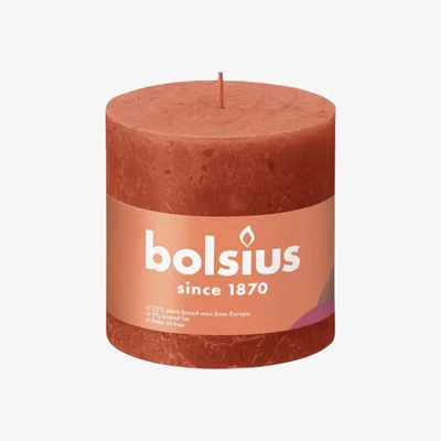 The Range Bolsius Earthy Orange Rustic Shine Pillar Candle - Orange