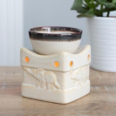 The Range Elephant Design Oil, Wax Burner - Cream and Green