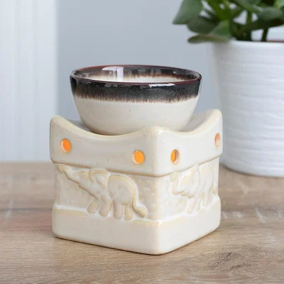 The Range Elephant Design Oil, Wax Burner - Cream and Green