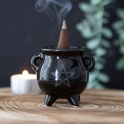 The Range Pentagram Cauldron Incense Holder A Quirky Gift for Witches - Black