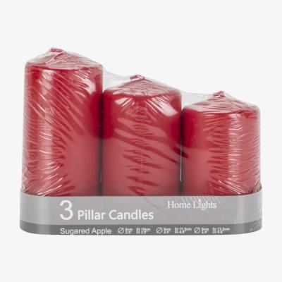 The Range Pack of 3 Sugared Apple Pillar Candles