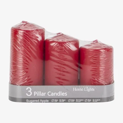 The Range Pack of 3 Sugared Apple Pillar Candles