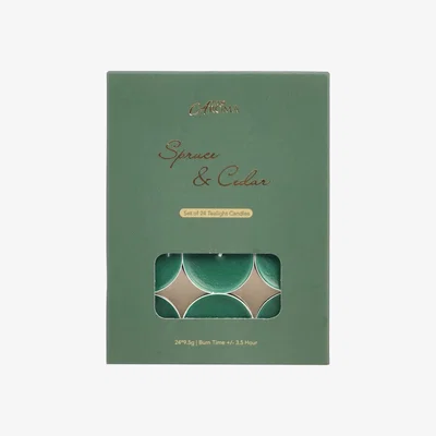 The Range Pack of 24 Spruce & Cedar Tealights - Green