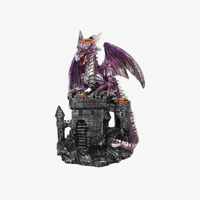 The Range Dragon Castle Backflow Incense Burner Swirling Smoke Effects - Purple