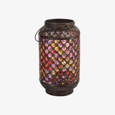The Range Moroccan Jewelled Handle Lantern - Bronze