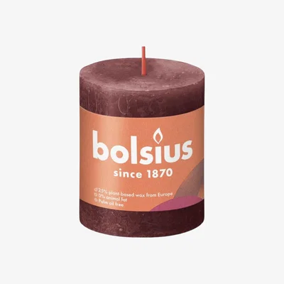 The Range Bolsius Velvet Red Rustic Shine Pillar Candle - Red