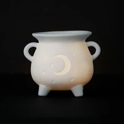 The Range Mystical Moon Cauldron Oil Burner Warm Wax Melts and Oils - White