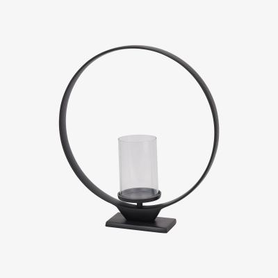 The Range Hoop Large Hurricane Lantern with an LED Pillar Candle - Black