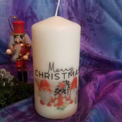 The Range Christmas Pillar Candle Gnomes  - White / 1