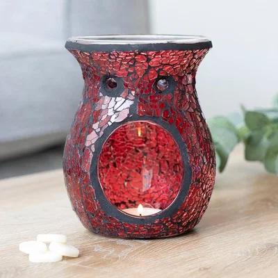 The Range Large Crackle Glass Oil Burner Stylish and Versatile - Red