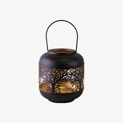 The Range Large Tree Of Life Cutout Design Black Candle Lantern - Black