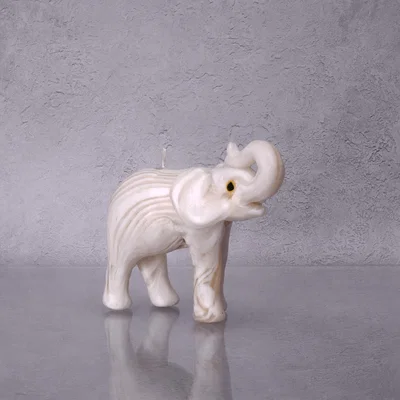 The Range Mini Elephant Decor Candle, Bamboo White - White