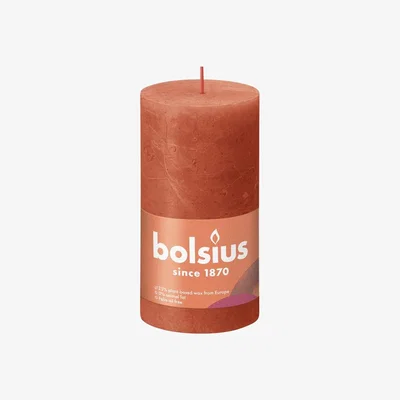 The Range Bolsius Rustic Earthy Orange Shine Pillar Candle (130 x 68mm) - Earthy Orange