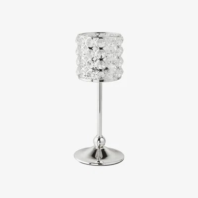 The Range Crystal Gold Tealight Holder On Stand - Grey