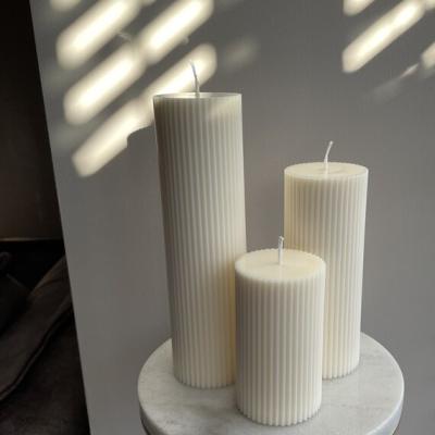 The Range Pack of 3 Ribbed Candles - White