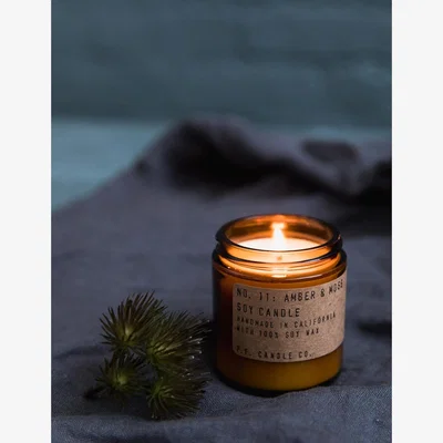 Rose & Grey Amber & Moss Soy Candle Small - 3.5 oz