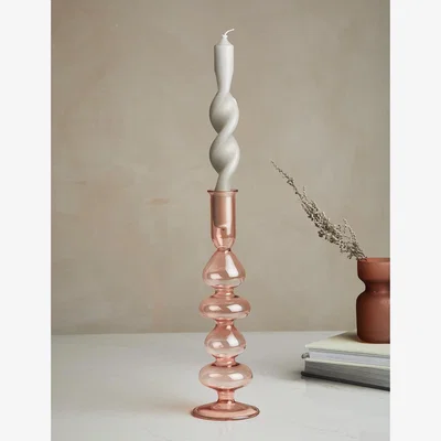 Rose & Grey Pink Glass Candle Holder