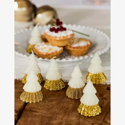 Rose & Grey Set of 6 Mini Ivory Christmas Tree Candles