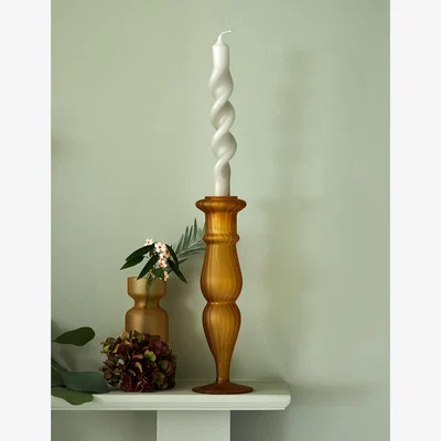 Rose & Grey Mustard Frosted Glass Classic Candle Holder