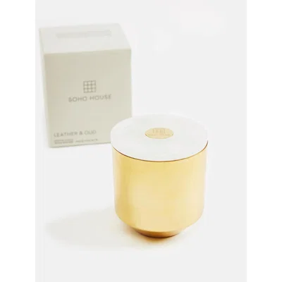 Soho Home Leather and Oud, Turin Candle Antique Brass, Small