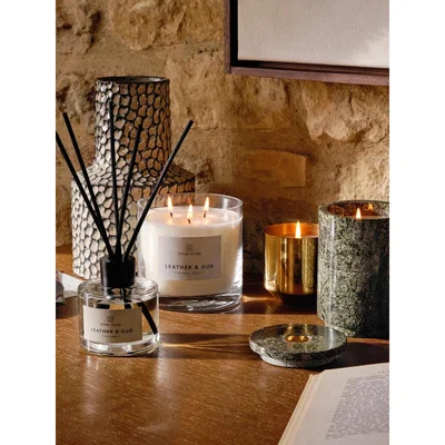 Soho Home Large Bassett Candle, Leather & Oud