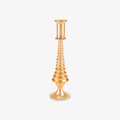 Sazy Arc en Ciel Handblown Candleholder, Yellow