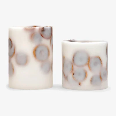 Sazy Orange Botanical Set of 2 Candle, Lanterns, Orange - White, S - M