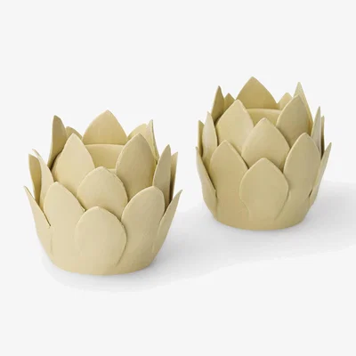 Sazy Moreton Artichoke Set of 2 Candle Holders, Taupe