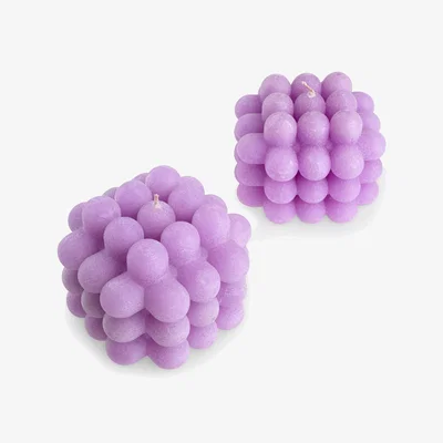 Sazy Bubble Set Of 2 Candles, Lilac