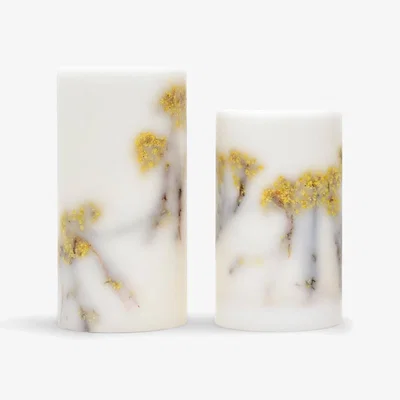 Sazy Mimosa Botanical Set of 2 Candle, Lanterns, Mimosa - White, M - L