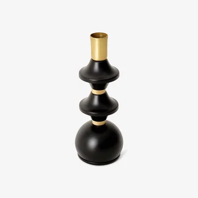 Sazy Bead Candleholder, Brass - Black