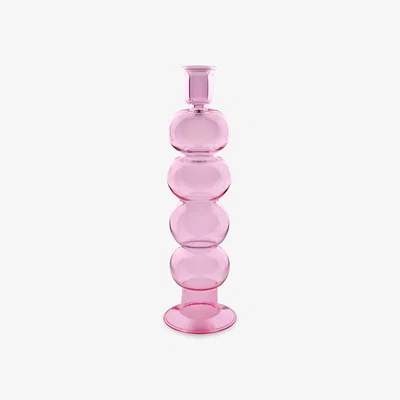 Sazy Emilia Handblown Bubble Candleholder, Pink, M