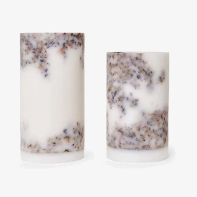 Sazy Lavender Botanical Set of 2 Candle, Lanterns, Lavender - White, M - L