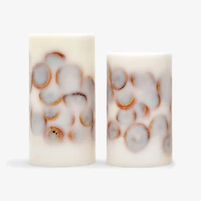 Sazy Orange Botanical Set of 2 Candle, Lanterns, Orange - White, M - L