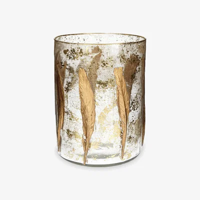 Sazy Feather Candle Holder, Gold, L
