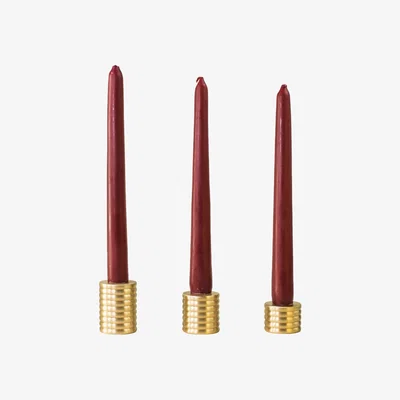 Wolf & Badger Gold Cylinder Candlestick - Set Of Three One Size Roarcraft