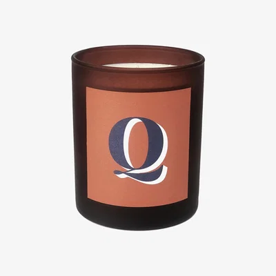 Wolf & Badger Yellow / Orange Initial Q Candle - Luna Refillable Large Alphabet Candle Little Karma Co. Ltd