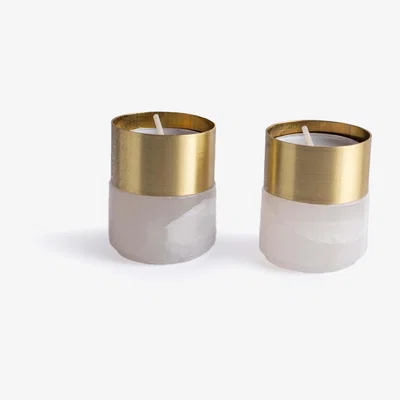Wolf & Badger Neutrals Brass Candle Holder Tehuacan Onix And Jacob