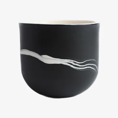 Wolf & Badger Black / White Marbled Candle Holder - White On Black One Size Michelle Williams Ceramics