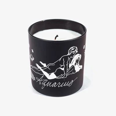 Wolf & Badger Aquarius Zodiac Horoscope Massage Candle One Size Black Cake