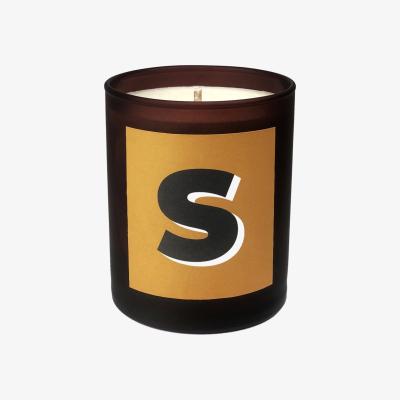 Wolf & Badger Yellow / Orange Initial S Candle - Nom Refillable Large Alphabet Candle Little Karma Co. Ltd