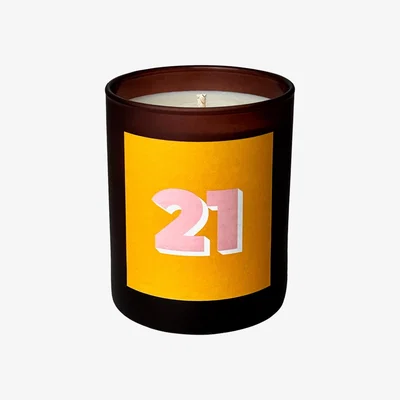Wolf & Badger Yellow / Orange Number Candle 21 - Nom Refillable Midi Milestone Candle Little Karma Co. Ltd