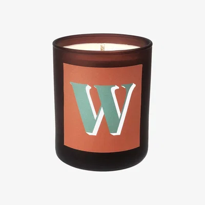 Wolf & Badger Yellow / Orange Initial W Candle - Luna Refillable Large Alphabet Candle Little Karma Co. Ltd