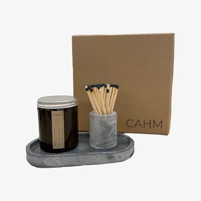 Wolf & Badger Grey Candle, Tray & Match Pot Gift Set Cahm